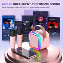 K12 Karaoke Machine Portable Bluetooth 5.3 PA Speaker System with 2 Wireless Microphones Home Family Singing Children's Gifts