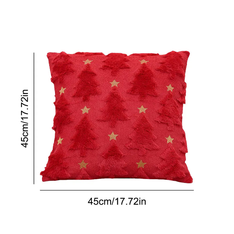 Christmas Tree Pillow Covers 45x45cm Soft Plush Pillowcase Couch Cushion Case for Couch Sofa Holiday Festivals Winter Home Decor