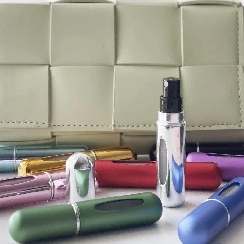 Portable Perfume Atomizer, Liquid Container for Cosmetics, Traveling Mini Aluminum Spray, Alcohol Empty Refillable Bottle, 5ml