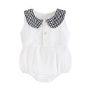 Sanlutoz Summer Cotton Baby Bodysuit Newborn Cute Plaid Clothing for Baby Girls Sleeveless Princess Toddler Infant Bodysuits