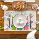 2024 Easter Rabbit Table Runner Linen Bunny Dining Table Cloth Placemat Spring Holiday Happy Easter Decoration for Home Kitchen