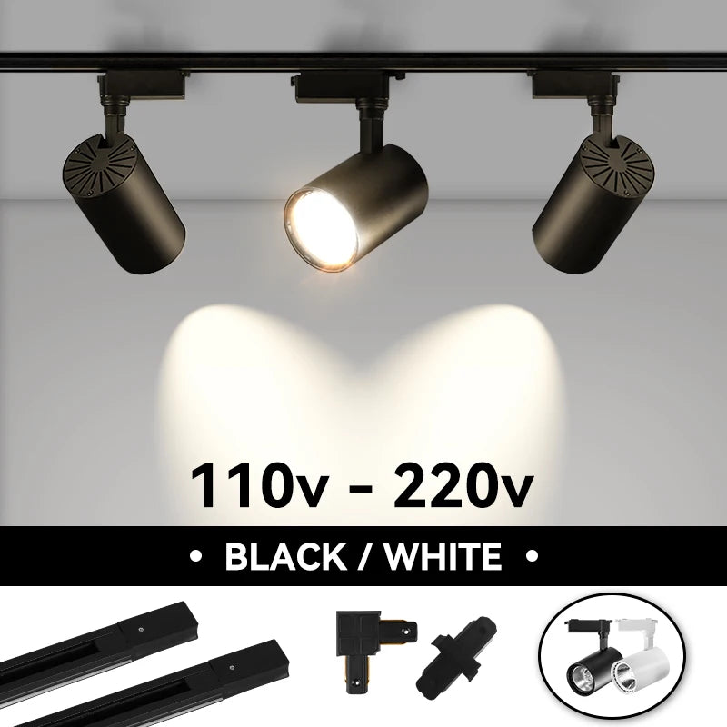 Led Track Light Set Adjustable Spot Rail Lamp 20/30/40W Spotlight Track Lamp indoor Lighting Fixture for Store Living Room Decor