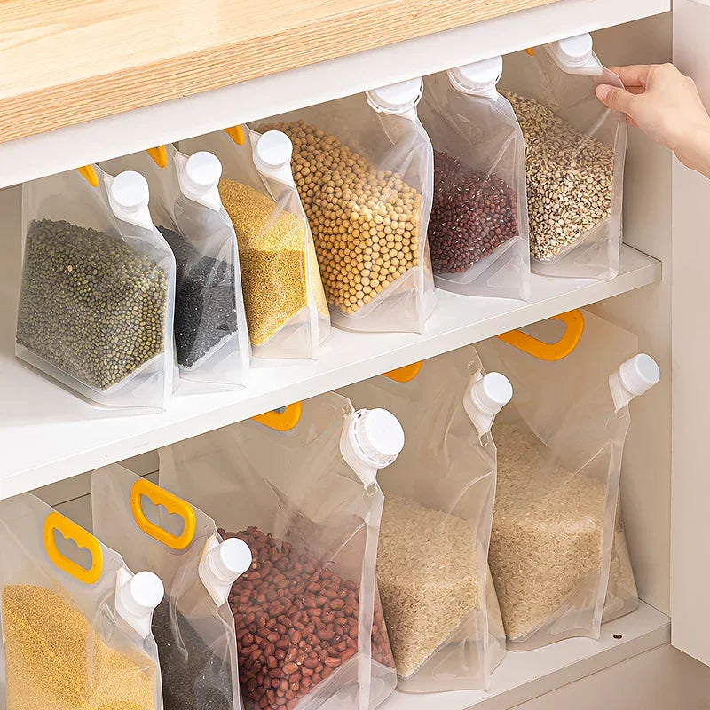 Grains Storage Packaging Bag Rice Dispenser Insect Proof Food Storage Sealed Bag Bean Container Kitchen Organizer with Nozzle