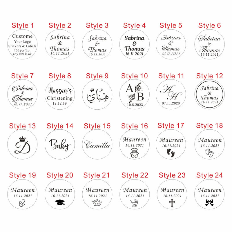30/50/100pcs, 2-10cm custom logo sticker White label/wedding sticker design Kraft baking gift sticker of your own company name