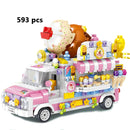 Mini Parts City Outing Bus Compatible Friends Camper Van Camping Car Princess Model Building Blocks Sets Bricks Toys For Girls
