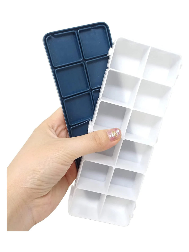 Bview Art 12 Compartments Plastic Paint Palette Paint Tray with Soft Lid for Watercolors, Gouache, Acrylic and Oil Paint