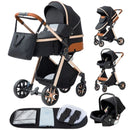 Newest Baby Stroller 3 in 1 Lightweight High Landscape Baby Carriage Aluminum Frame Travel System with Car Seat Pram for Newborn