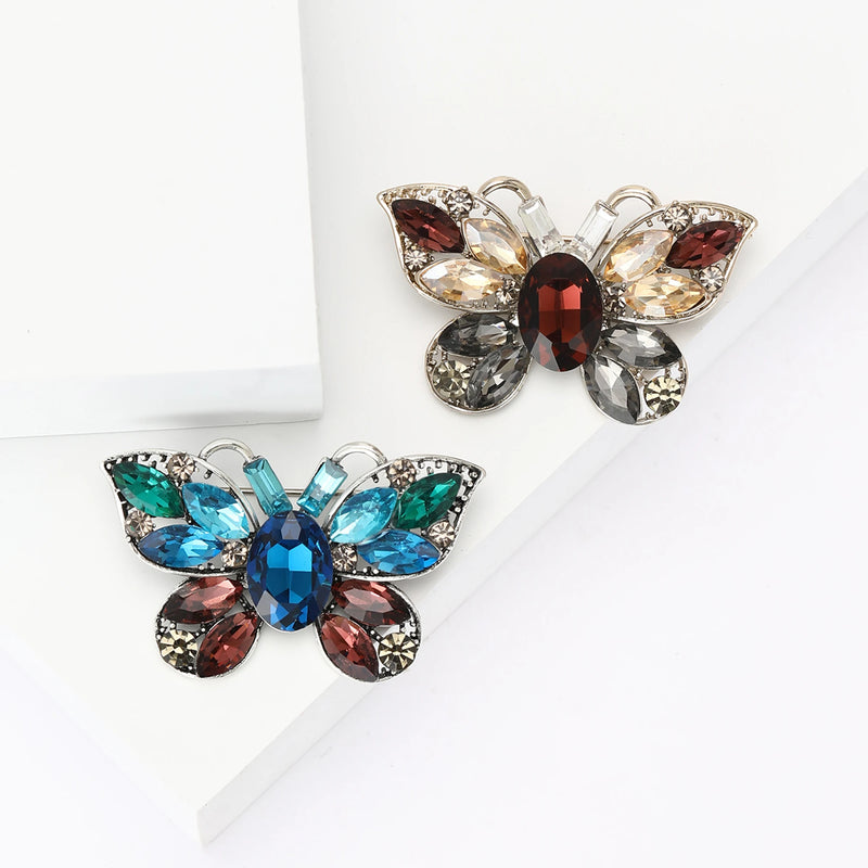 Rhinestone Hollow Butterfly Pins for Women Unisex Glass Insect Brooches Office Party Friend Gifts Jewelry Accessories