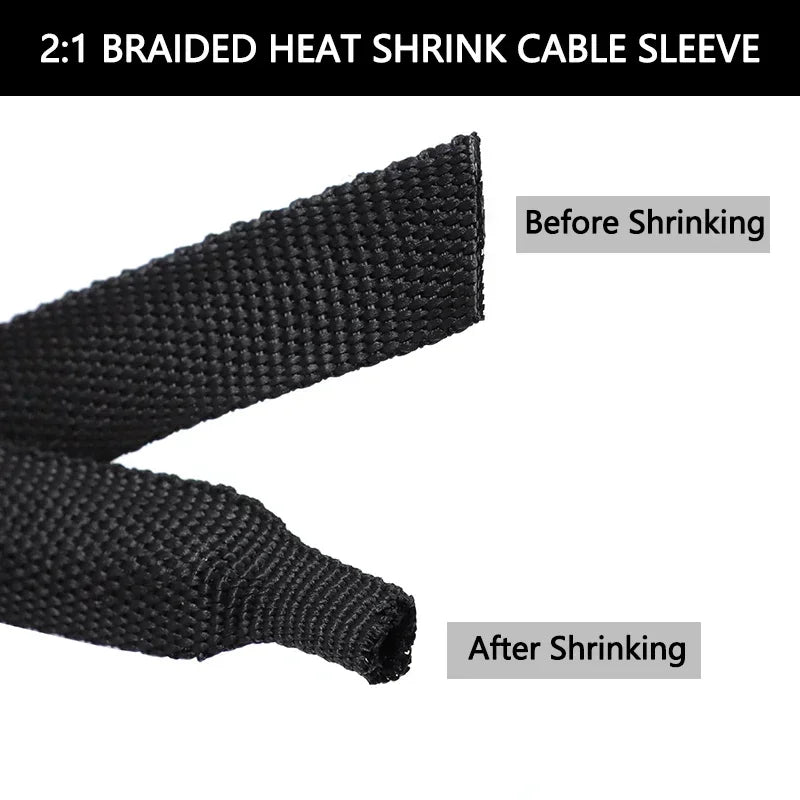 Heat Shrink Braided Cable Sleeve ID 6~100mm Insulation Flam Retardant Wire Wrap Sheath Protection PET Auto Line Organizer