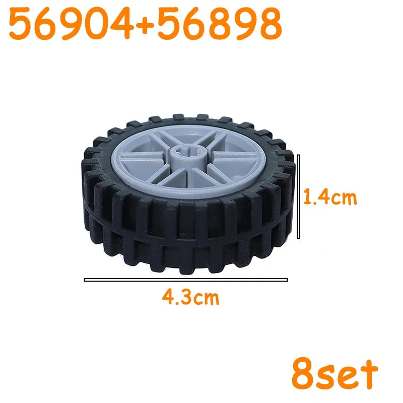 MOC Technical Tire Wheel Cross Hole Set Motorcycle Tyre & Rim Car Truck Wheels Hub Bricks Construction Building Blocks