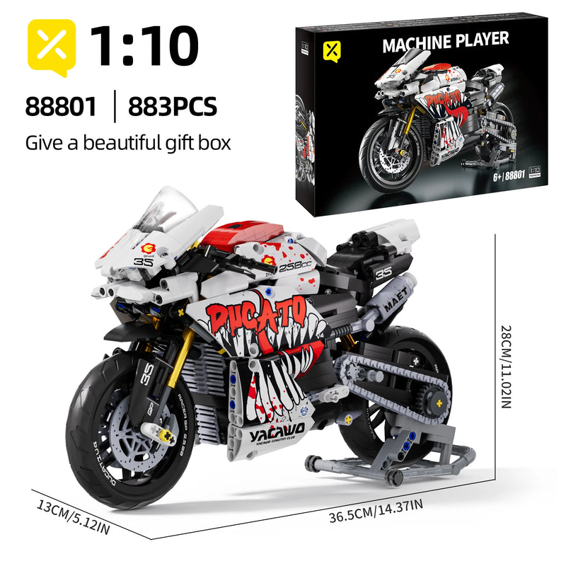 ToylinX 883pcs Motorcycle Building Set 1:10 Model Kit Building Block Car for Kid Adults Festive Gifts Christmas Halloween Easter