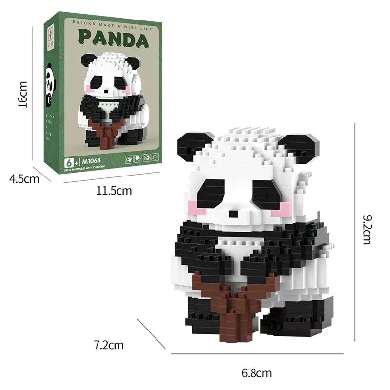 Creative Chinese Giant Panda Building Blocks Flowers Cute Puzzle Assembled Children’s Birthday Gift Casual Assembled Toy