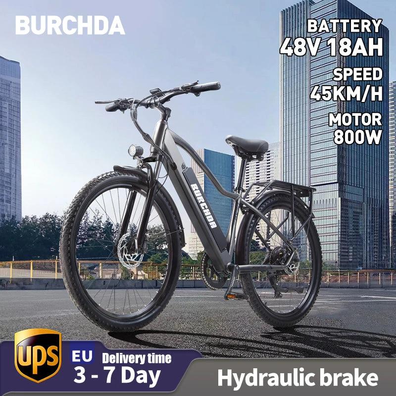 BURCHDA RX70 800W45KM/H 27.5 Inch Electric Bike 48V18AH Lithium Battery Mountain Electric Bicycle Motorcycle For Adults