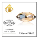 Gold Shadow Sew-on Rhinestone Needlework Champagne Multi-shape High Quality Crystal Glass For Garment Wedding Dress Decoration