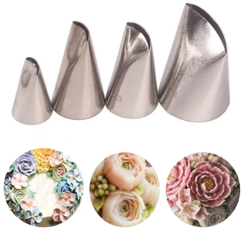 4pcs Rose Petal Metal Cream Tips Cake Decorating Tools Steel Icing Piping Nozzles Cake Cream Decorating Tool #61 #120 #123 #874