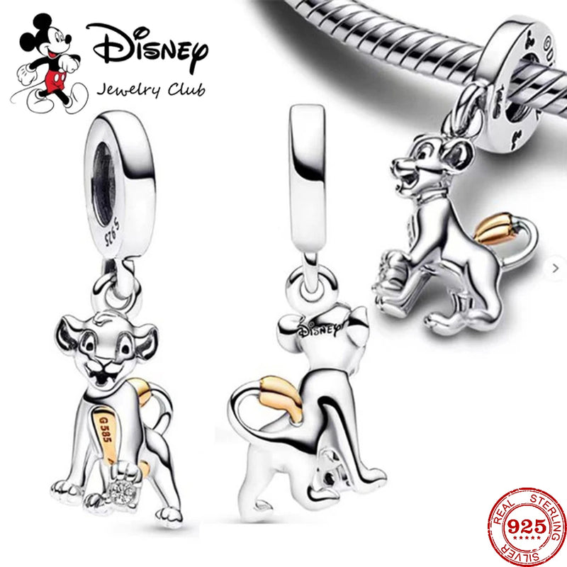 2023 New 925 Sterling Silver Disney Lion King Donald Duck Mickey Minnie Dumbo Original Charms Fit Pendant Bracelet DIY Jewelry