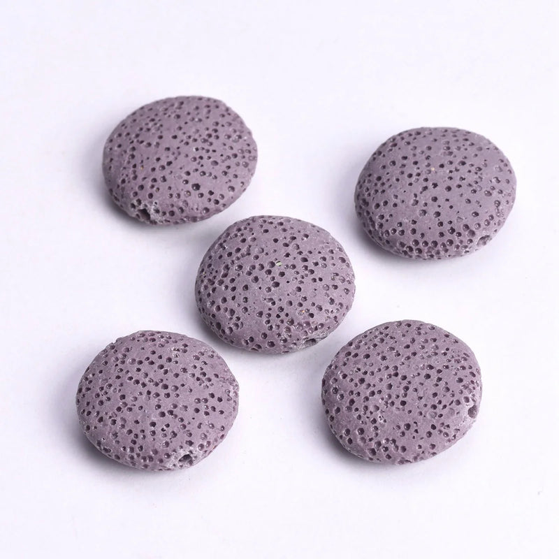 5pcs Natural Volcano Lava Stone Flat Round 20mm 27mm 32mm Loose Crafts Beads lot for Jewelry Making DIY Earring Findings