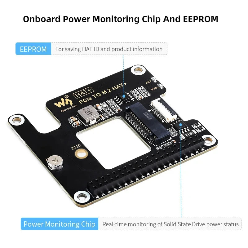 PCIe to M.2 HAT Raspberry Pi 5 NVME High Speed Expansion Board Gen 2 3 with 16P Cable GPIO Header Active Cooler for RPI 5 Pi5