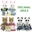 Easter Bunny 10-18Pcs Forest Family Miniture Animals Doll Toy Simulation 1:12 Reindeer Panda Figure Girl Dollhouse Birthday Gift