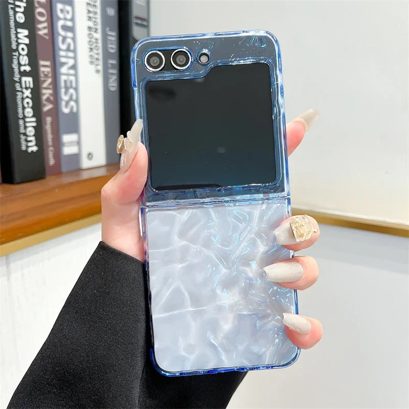 Fashion Simplicity Wrinkles Phone Case For Samsung Galaxy Z Flip 6 5 4 3 Z Flip5 Flip6 Flip4 5G Cover Water Ripple Cute Cases