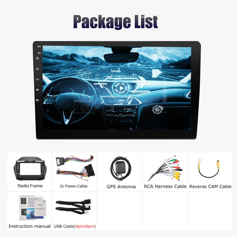 ESSGOO 9" Android 14 Display Car Stereo Radio GPS Navigation For Hyundai ix35 2009-2015 Carplay Android Auto SWC USB Wifi BT FM