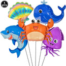 5pcs Cute Sea Animal Balloons Include Crab Seahorse Dolphin Turtle Shape Balloon Under The Sea Party Decors for 1st Birthday