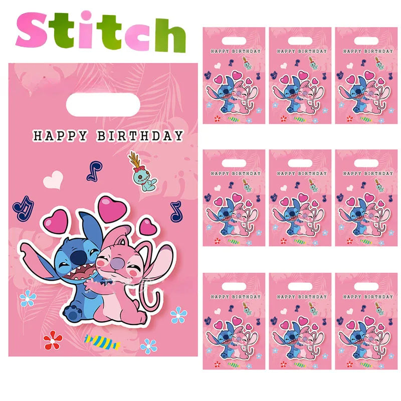 10pcs Stitch Gift Bags Cute Cartoon Character Bag  Packaging Christmas Candy Cake Box Kawaii Disney Party Favors Decoration