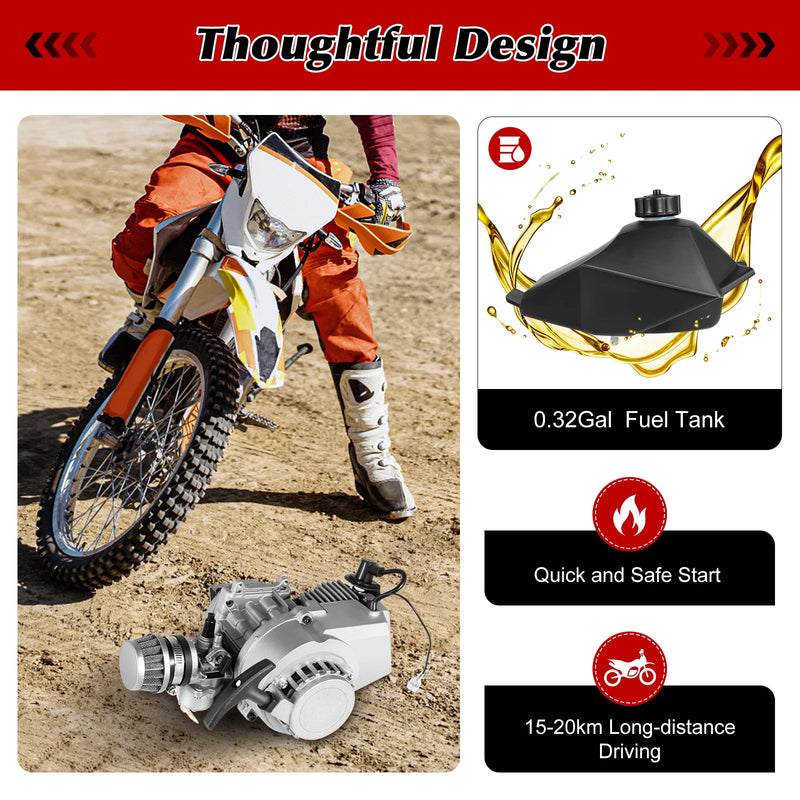 49.85CC 2-stroke Bicycle Engine Kit Single Cylinder Air-cooling Engine Max. Speed 48km/h