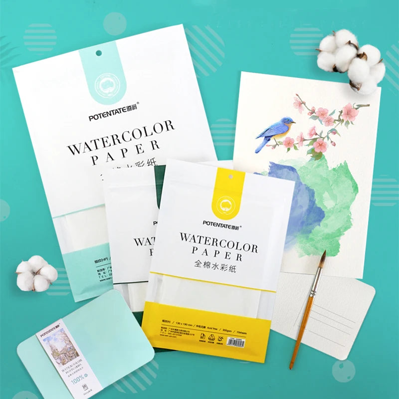 100% Cotton Watercolor Paper,10 Sheets/Bag, 300GMS