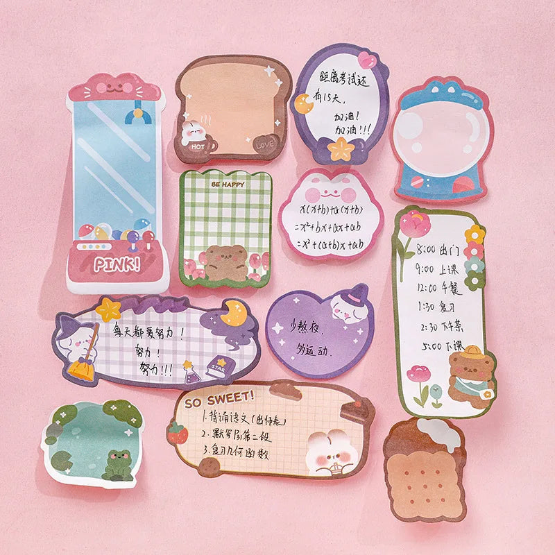 Ellen Brook 1 PCS Cartoon Adhesive Cute Kawaii Animals Notes Notepad Memo Pad Office School Supplies Stationery Sticker