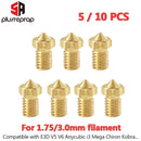 5/10pcs V6 M6 Threaded Nozzle All Metal 0.2/0.3/0.4/0.5/0.6mm for 1.75 Filament E-3-D V5 Anycubic i3 Mega Kobra Hotend Extruder