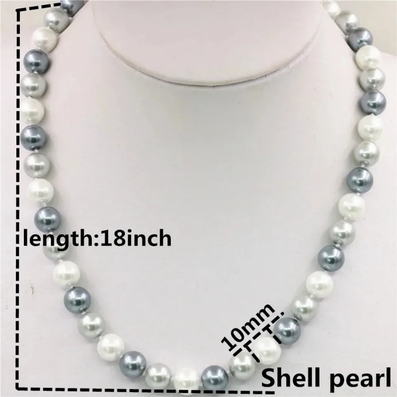 Fashion Charm 10mm Mixed Color Shell Pearl Necklace Jewelry Accessories Woman Christmas Wedding Gift Design Production  18" AAA