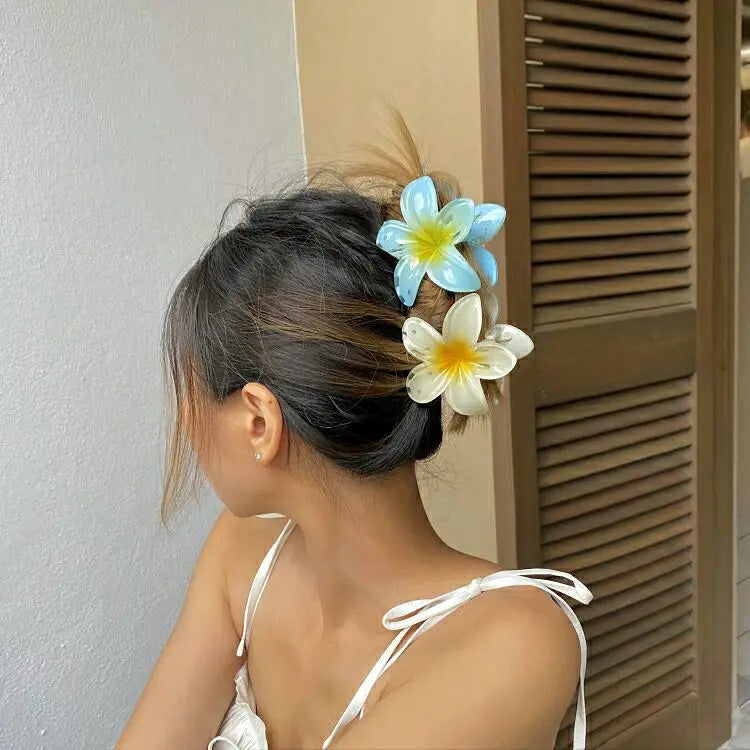 Fashion Women Beach Vacation Bohemia Egg Flower Hair Clips Flower Large Hair Claw Hairpin Women Girls Accessories