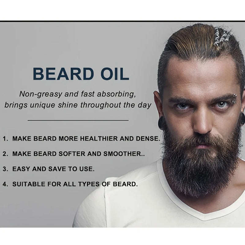 Men Beard Growth Oil Natural Hair Grower Protects Organic Beard Essential Oils Hair Essence Enhancer Care