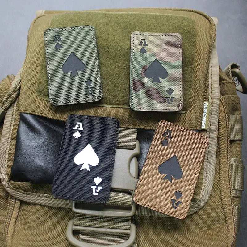 IR Reflective Poker Ace of Spades Tactical Morale Backpack Chapter Nylon Fabric Laser DIY Luminous Patches for Clothing