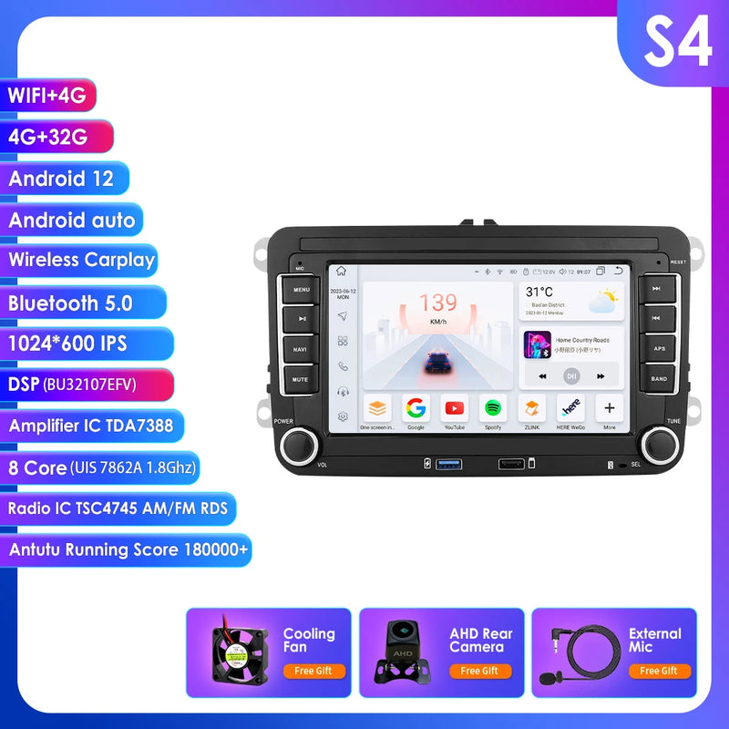 GPS Android 14 Auto Radio for Volkswagen VW Passat B6 B7 T5 Tiguan Touran GOLF POLO Carplay 4G Car Multimedia GPS 2din Autoradio