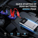 4000A Car Jump Starter 3-in-1 Portable Car Battery Booster Power Bank LED Lighting Small Battery Starter Device for 12V Car