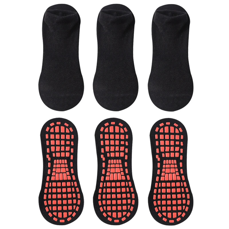 3 Pairs Men's Non-slip Silicone Floor Socks Casual Cotton Mesh Breathable Cozy Yoga Trampoline Foot Massage Ballet Dance Unisex