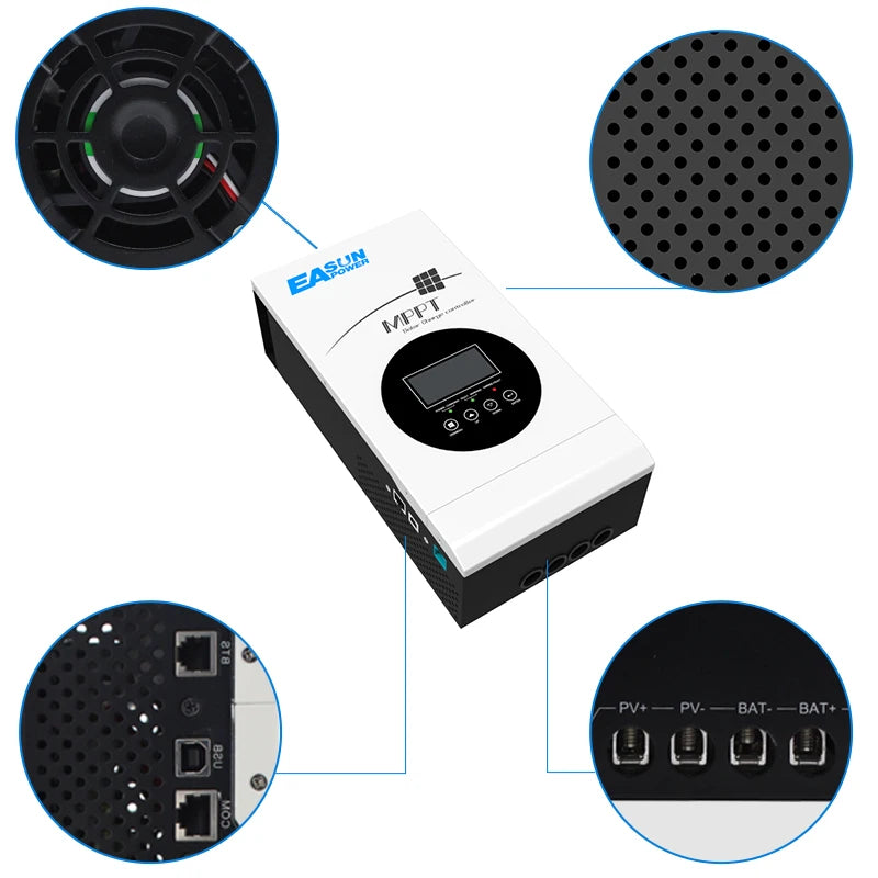 80A MPPT Solar Charge Controller 12V/24V/36V/48V Battery Charger 150VDC Back-light LCD Solar Regulator Short Circuit Protection