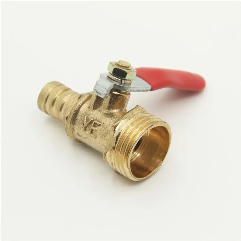 Brass Water Oil Air Gas Fuel Line Shutoff Ball Valve Pipe Fittings Pneumatic Connector Controller Handle 6-12MM Hose Barb Inline