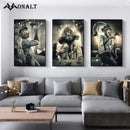 Graffiti Art Smoking Monkey Playing Cards Billiard Room Bar Canvas Painting Abstract Animal Wall Art Posters Parlor Decoration