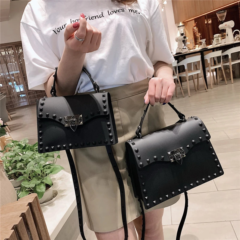 High Quality Women Small PVC Handbags Shoulder Bags Fashion Ladies Crossbody Bags for Women Casual Female Rivet Messenger Bag