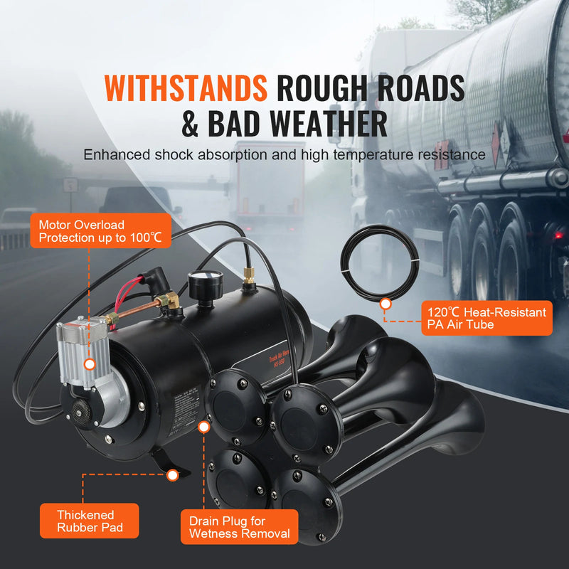 SucceBuy 12V Air Compressor with Tank 0.8 Gal Train Horn Air Compressor 120 psi Working Pressure Onboard Air Compressor System