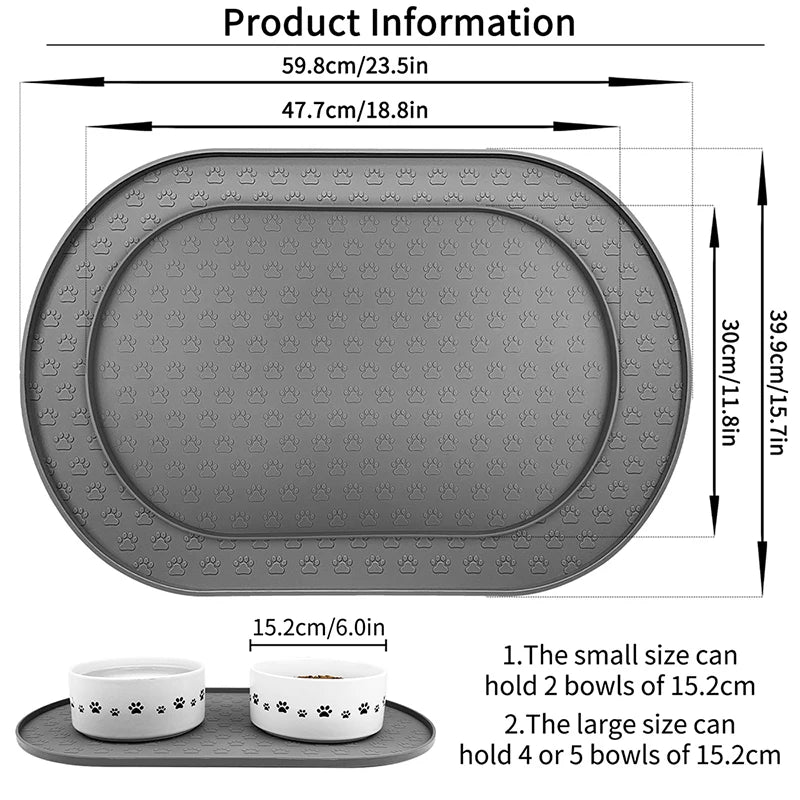 Dog Food Mat Pet Placemat Cat Bowl Pad Cats Drinking Feed Mats Easy to Clean Non-Slip Silicone Round Pet Feeding Water Supplies