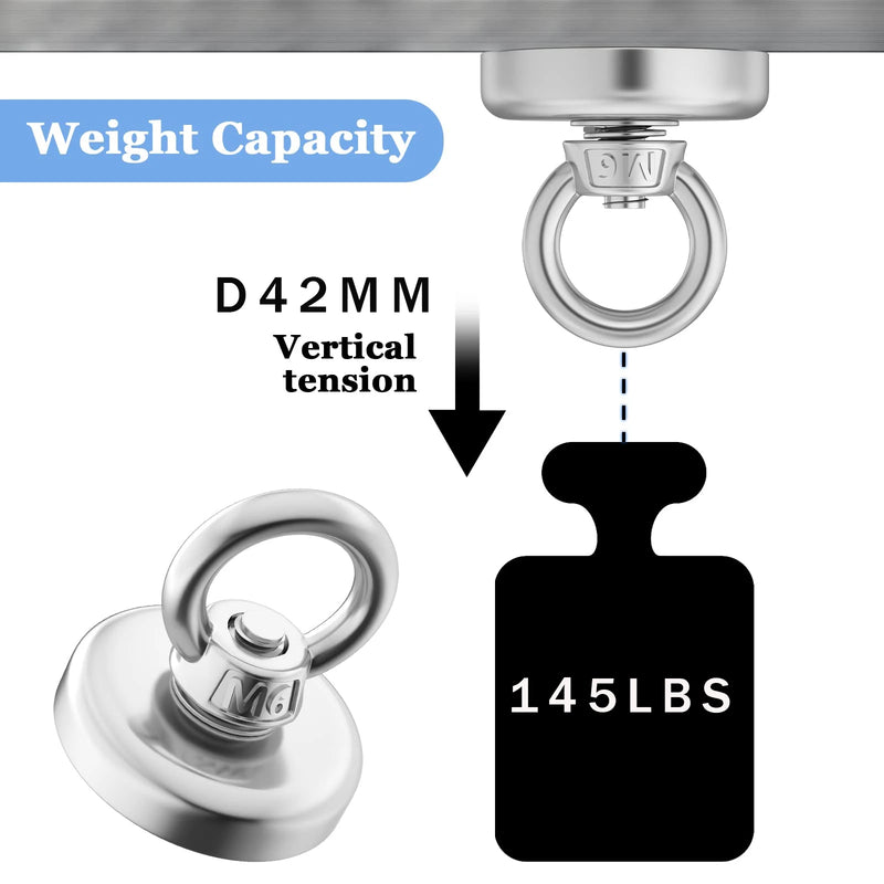 Super Strong Neodymium Fishing Magnet Hooks N52 Heavy Duty Magnet with Countersunk Hole Eyebolt Salvage Searcher Magnets