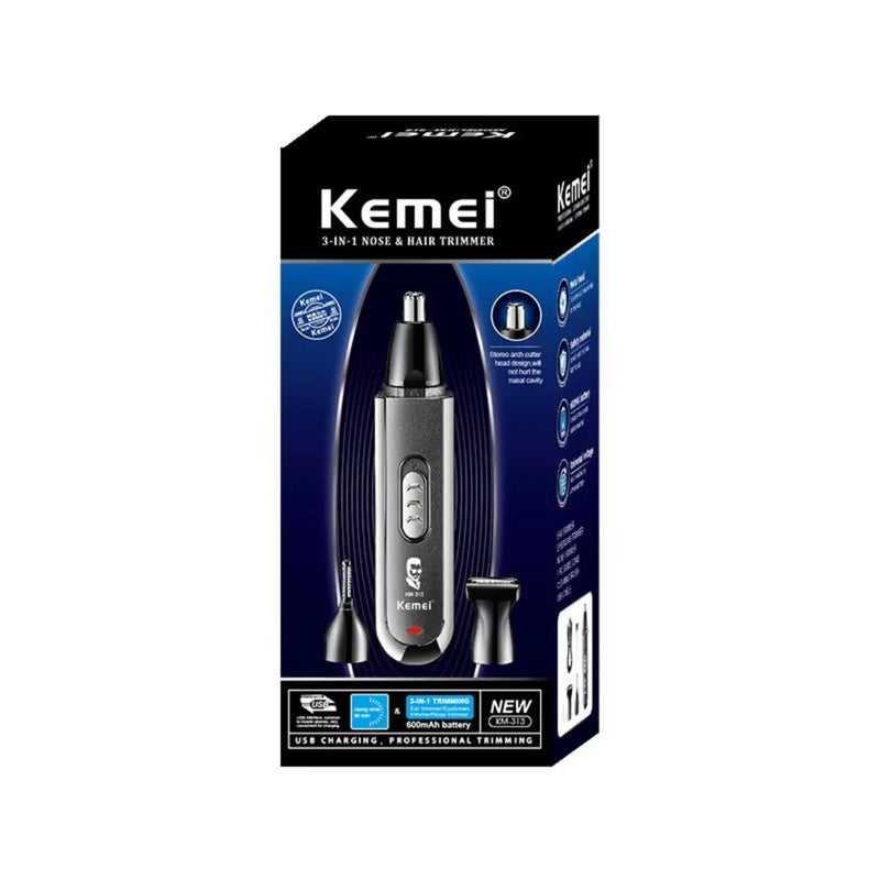 Kemei 3 IN 1 Eyebrows Trimmer Type-C Nose Trimmer Electric Replaceable Hair Remover Professional USB Charging Hair Shaver KM-313