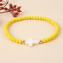 Go2boho Crystal Beaded Bracelets Healing Luck Shell Cross Boho Elastic Stretch Handmade Jewelry For Women Men Fashion Gifts