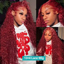 Deep Wave 99J Burgundy 13x4 13x6 HD Lace Frontal Wig Human Hair Transparent Lace Wigs Brazilian Red Colored