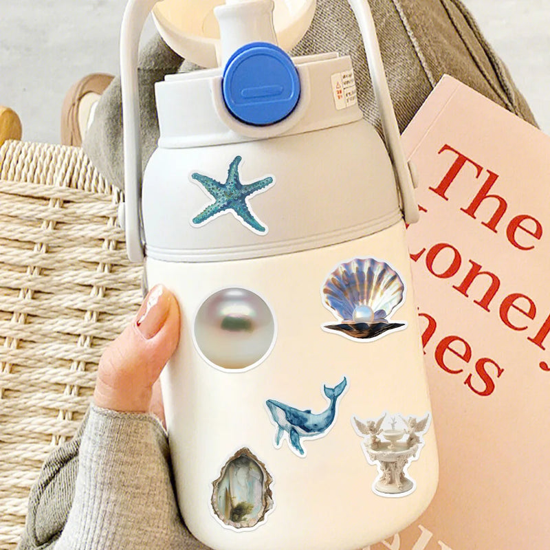 10/25/50pcs Aesthetic Mixed Blue Ocean Sea World Stickers for DIY Notebook Laptop Phone Suitcase Kids Toy Decals Helmet