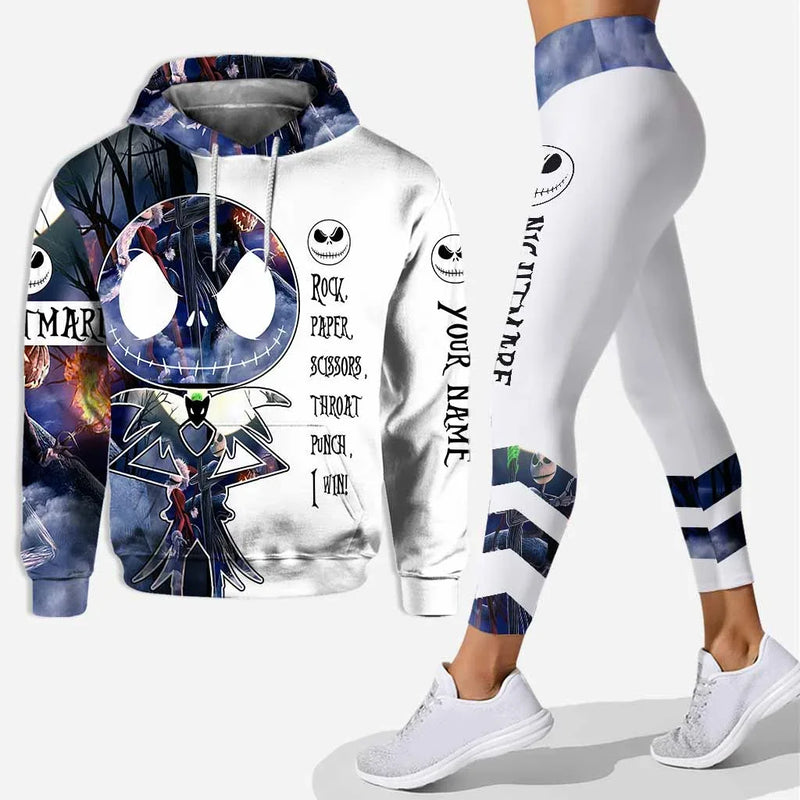 Jack Skellington Nightmare Before Christmas Combo Hoodie And Legging Set Disney Hoodie Yoga Pants Sweatpants Fashion Sports Suit